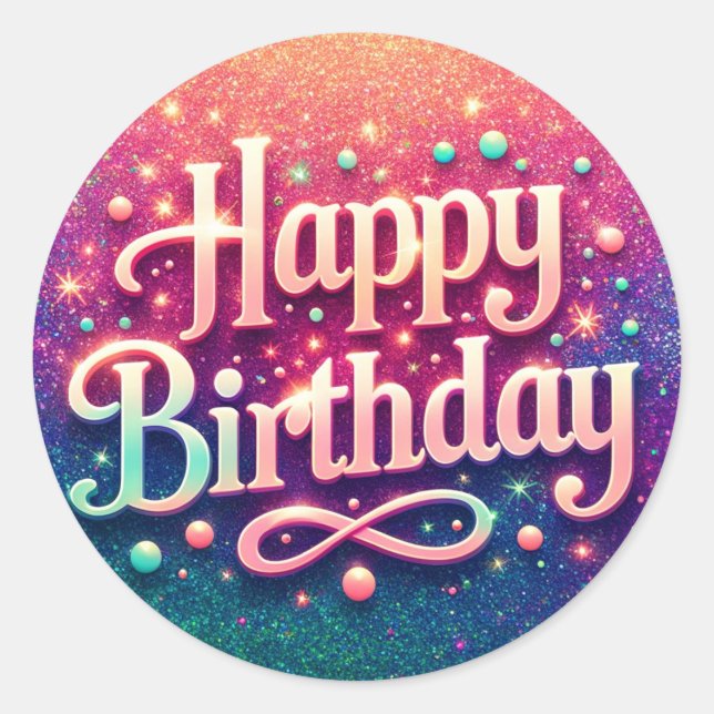 Birthday stickers - pink sparkle theme (Front)