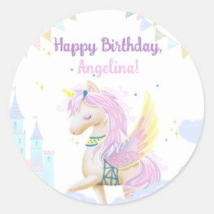 Birthday Stickers with an adorable unicorn.