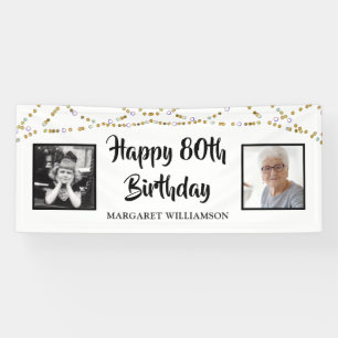 Birthday String Lights Brush Script Photo Banner