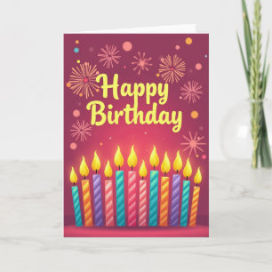 Birthday Striped Candle Card