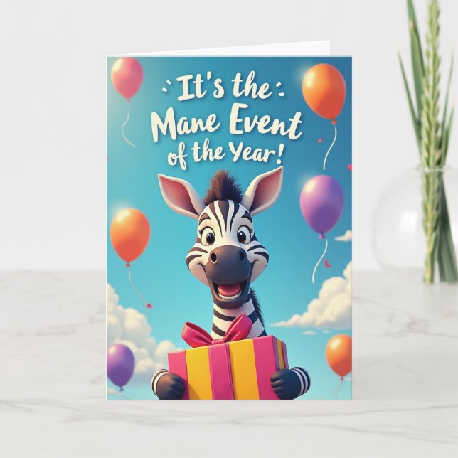 Birthday Striped Creature Card (Front)