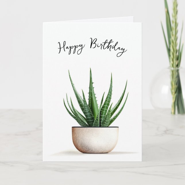 Birthday Succulent Plant in Pot Card (Front)