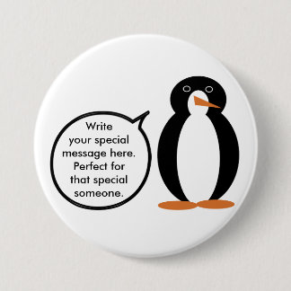 Birthday Suit Talking Ms. Penguin Personalised 7.5 Cm Round Badge