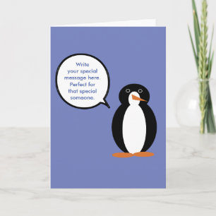 Birthday Suit Talking Ms. Penguin Personalised Card