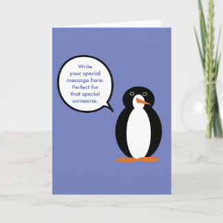 Birthday Suit Talking Ms. Penguin Personalised Card