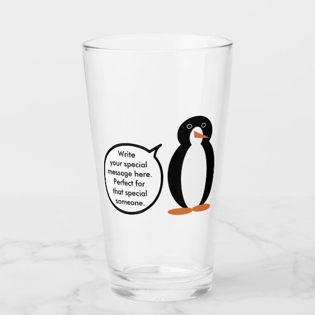 Birthday Suit Talking Ms. Penguin Personalised Glass (Front)