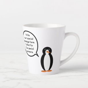 Birthday Suit Talking Ms. Penguin Personalised Latte Mug