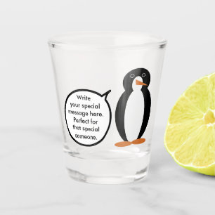 Birthday Suit Talking Ms. Penguin Personalised Shot Glass