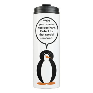 Birthday Suit Talking Ms. Penguin Personalised Thermal Tumbler