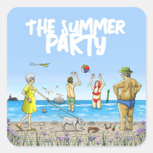 Birthday Summer Beach Party Square Sticker