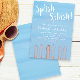 Birthday Summer Beach Trendy Swimming Invitation
