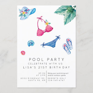 birthday summer pool party invitation