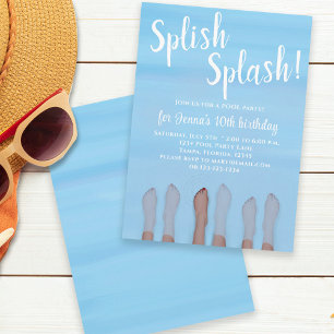 Birthday Summer Trendy Swimming  Invitation
