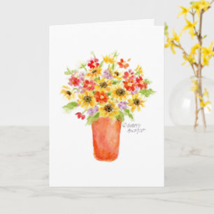 Birthday Sunflower Vase Religious Greeting Card