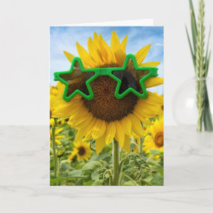 Birthday Sunflower With Star Sunglasses Card