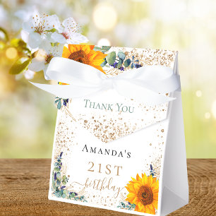 Birthday sunflowers eucalyptus glitter thank you favour box