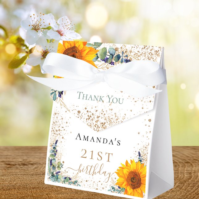 Birthday sunflowers eucalyptus glitter thank you favour box (Creator Uploaded)