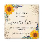 Birthday sunflowers eucalyptus gold save the date