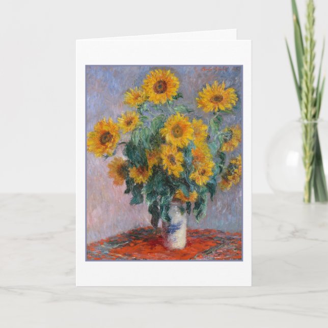 Birthday Sunflowers Fine Art Still Life Monet Card (Front)