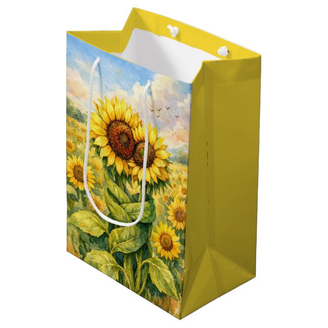 Birthday Sunflowers Hugging Each Other Medium Gift Bag (Front Angled)