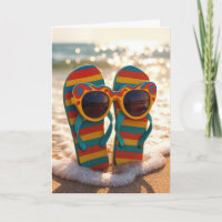 Birthday Sunglasses On Flip-flops In Ocean Surf