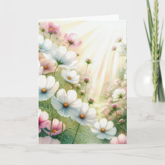 Birthday Sunny Cosmos Garden Card (Front)