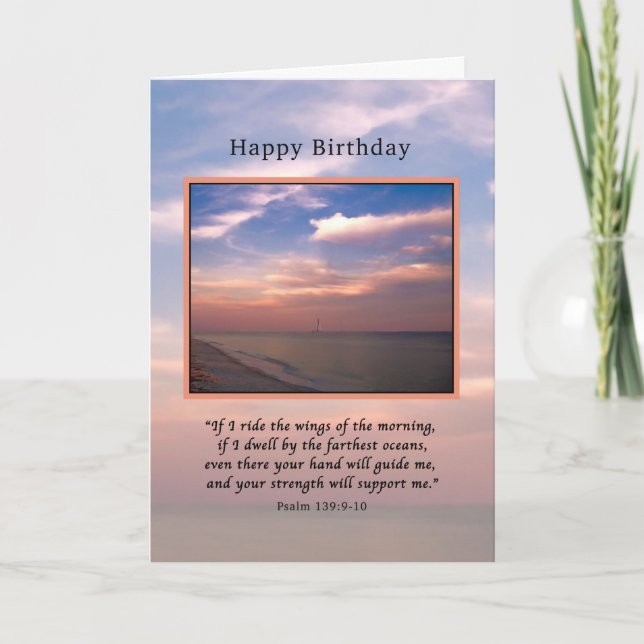 Birthday, Sunrise at the Beach, Religious Card (Front)