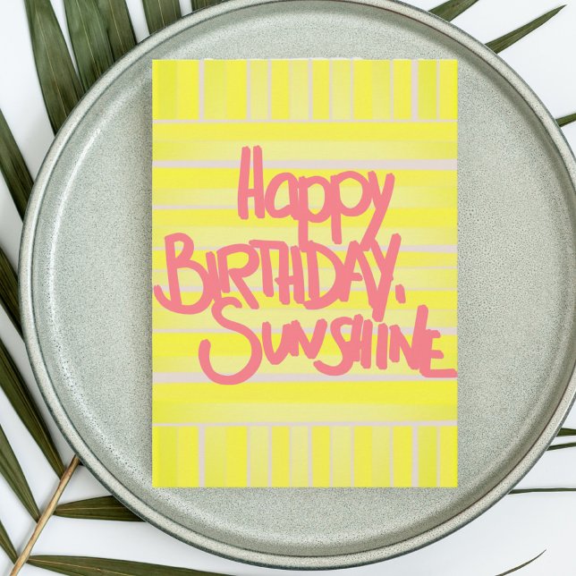 Birthday sunshine neon yellow sun greeting card (Creator Uploaded)