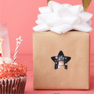 Birthday Superstar Cosmic Planets Stars Cake Star Sticker