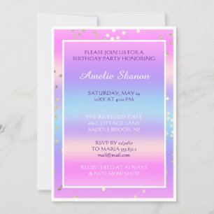 Birthday Sweet 16Graduate Pink Purple Confetti Invitation
