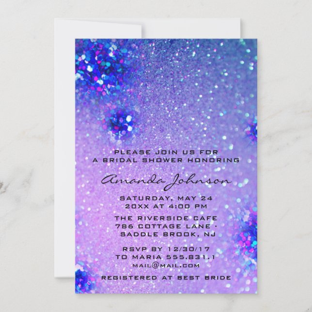 Birthday  Sweet 16th Holographic Glitter Wedding Invitation (Front)
