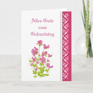 Birthday, Sweet Peas, Garden Flowers German Card