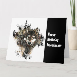 Birthday Sweetheart Wild Thing Wolf Humour Art Card