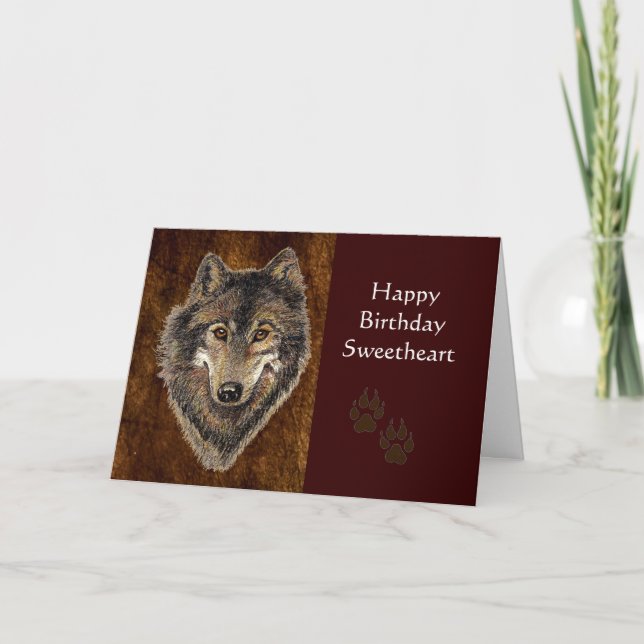 Birthday, Sweetheart, Wolf, Wolves,Animal, Nature, Card (Front)