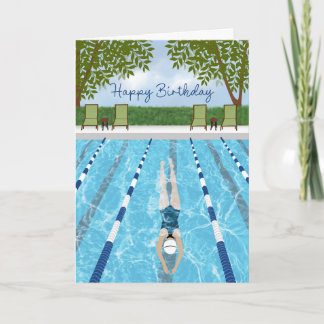 Birthday Swimming Laps Fun Card