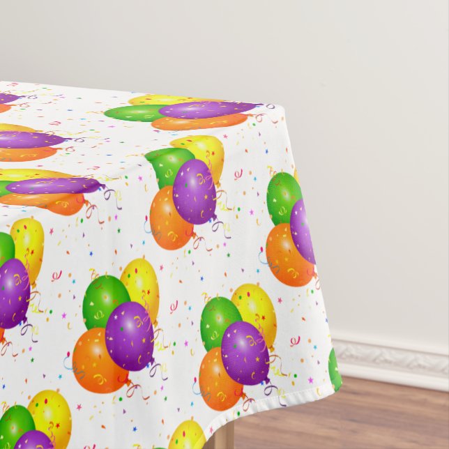 Birthday Table Cloth with Balloons and Confetti (In Situ)