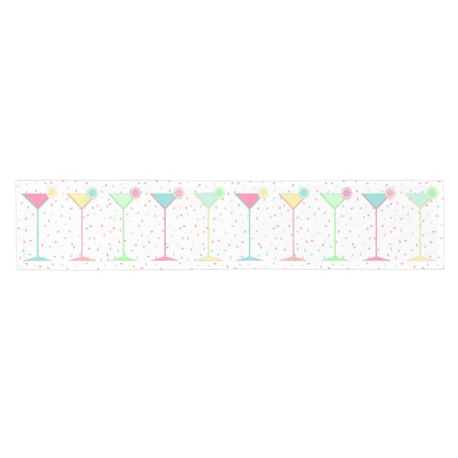Birthday Table Runner, confetti coloured martini's Short Table Runner (Horizontal)