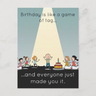 Birthday Tag Everyone Ran Away Funny Chase Postcard