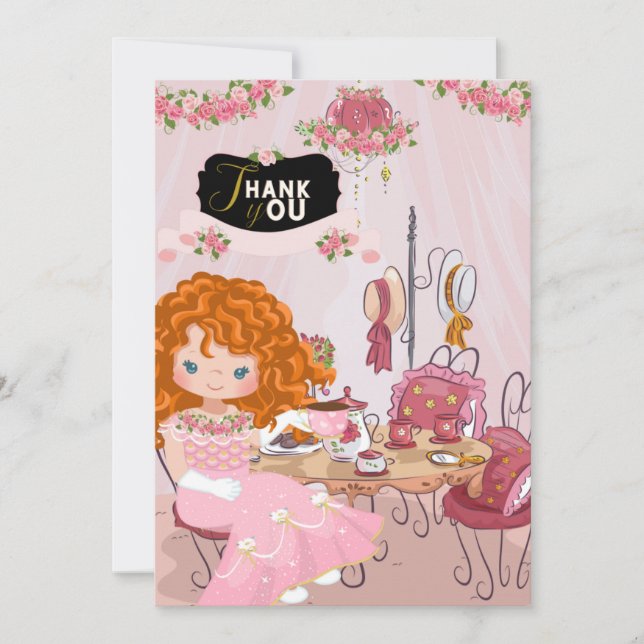 Birthday Tea Party 3 Thank You Card (Front)