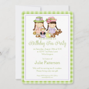 Birthday Tea Party Invitation Little Girls Design