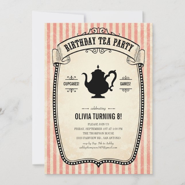 Birthday Tea Party Invitations (Front)