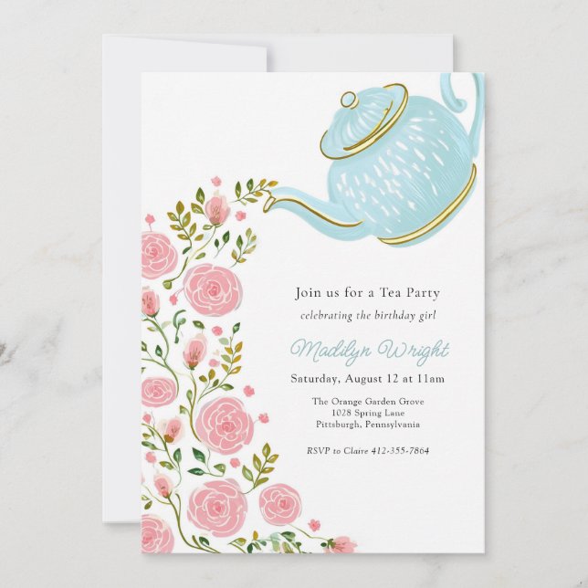 Birthday Tea Party Shower  Invitation (Front)
