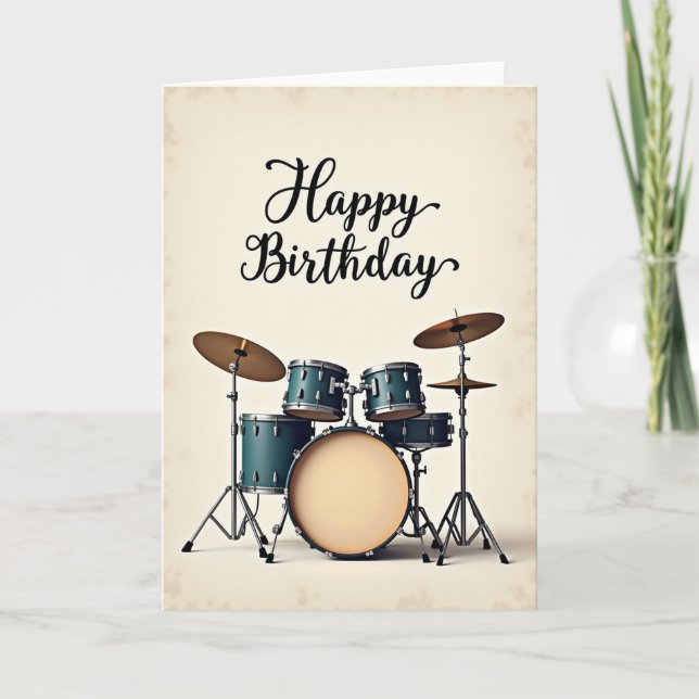 Birthday Teal Drum Card (Front)