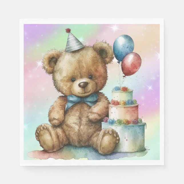 Birthday Teddy Bear Napkin (Front)