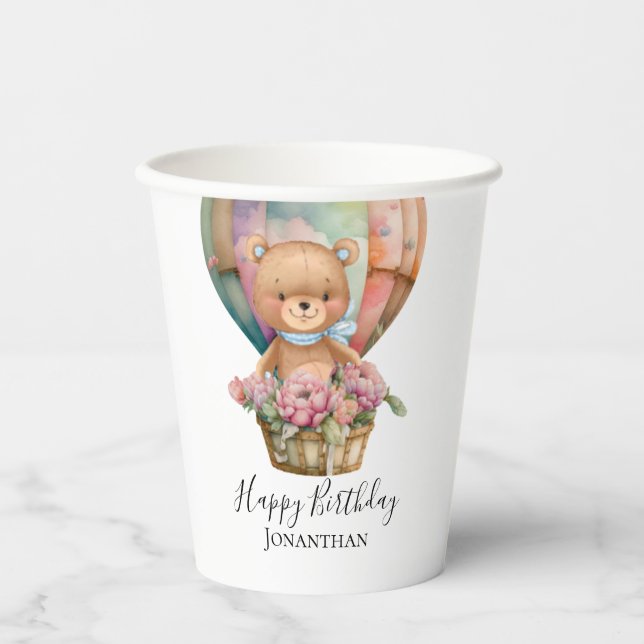 Birthday Teddy Bear   Paper Cups (Front)