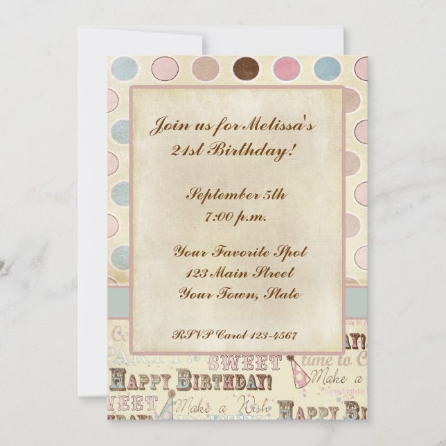 Birthday Text, Circles Invitation (Front)