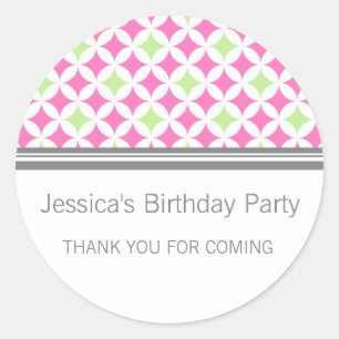 Birthday Thank You Custom Name Favour Tags Pink