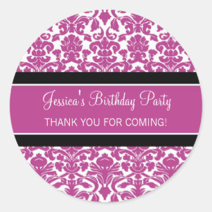 Birthday Thank You Custom Name Favour Tags Pink