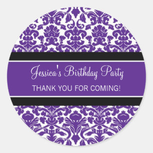 Birthday Thank You Custom Name Favour Tags Plum