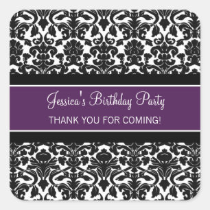 Birthday Thank You Custom Name Favour Tags Purple